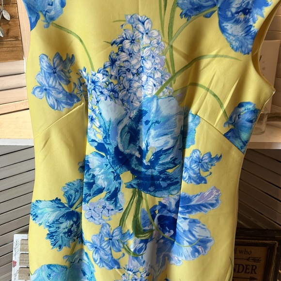 Karin Stevens Yellow and Blue Floral Sleeveless Dress - Picture 2 of 6